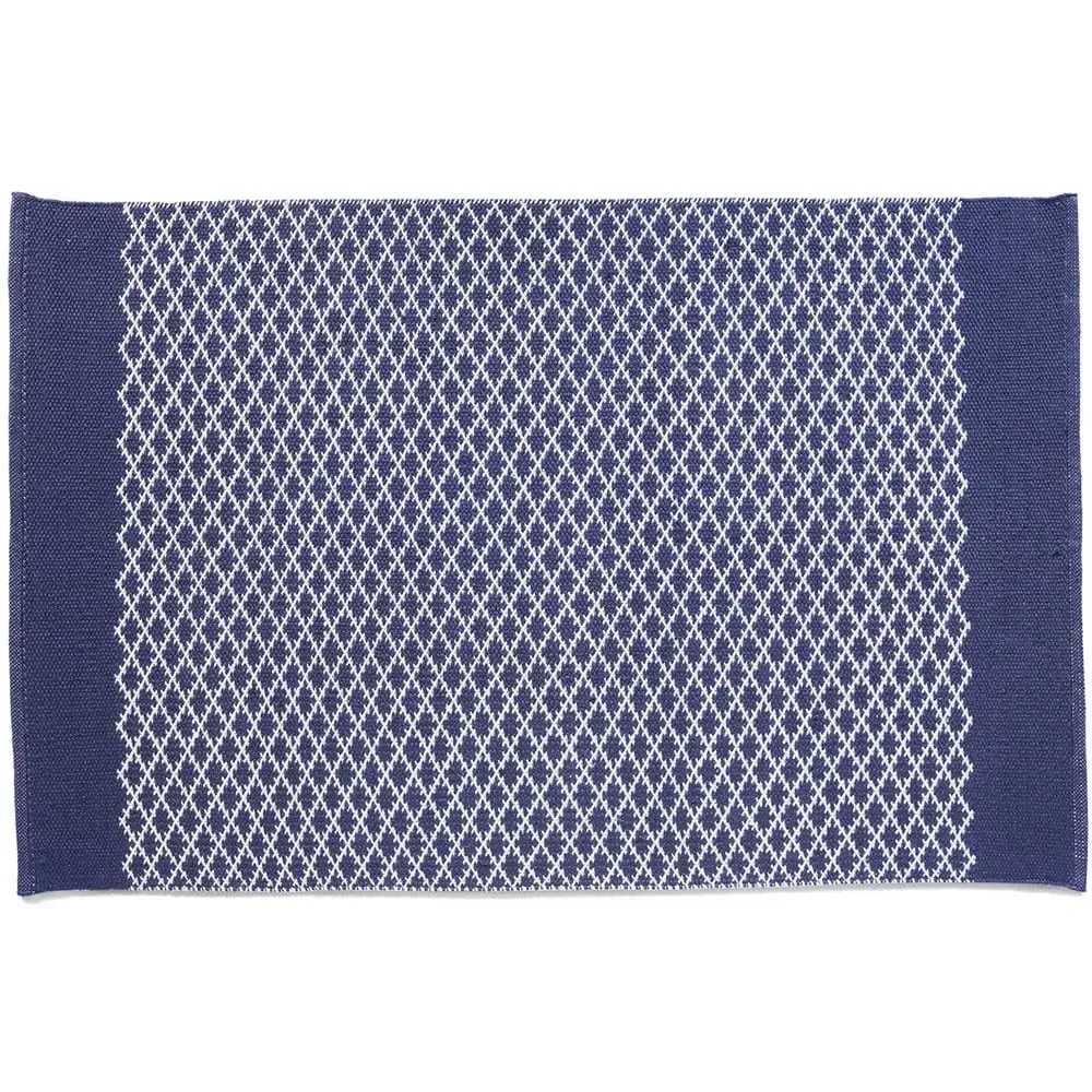 Navy Woven Trellis Rug - Blue