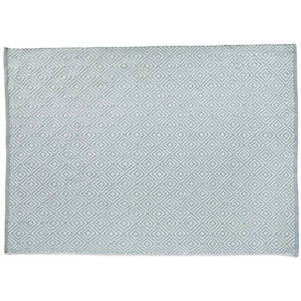 Sky Grey Woven Diamond Rug - Grey