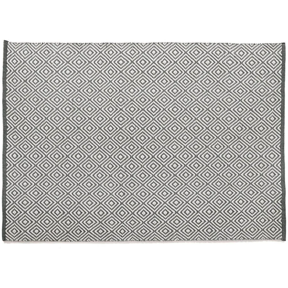 Warm Grey Woven Diamond Rug - Grey