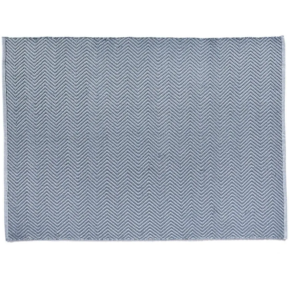 Woven Herringbone Rug - Blue