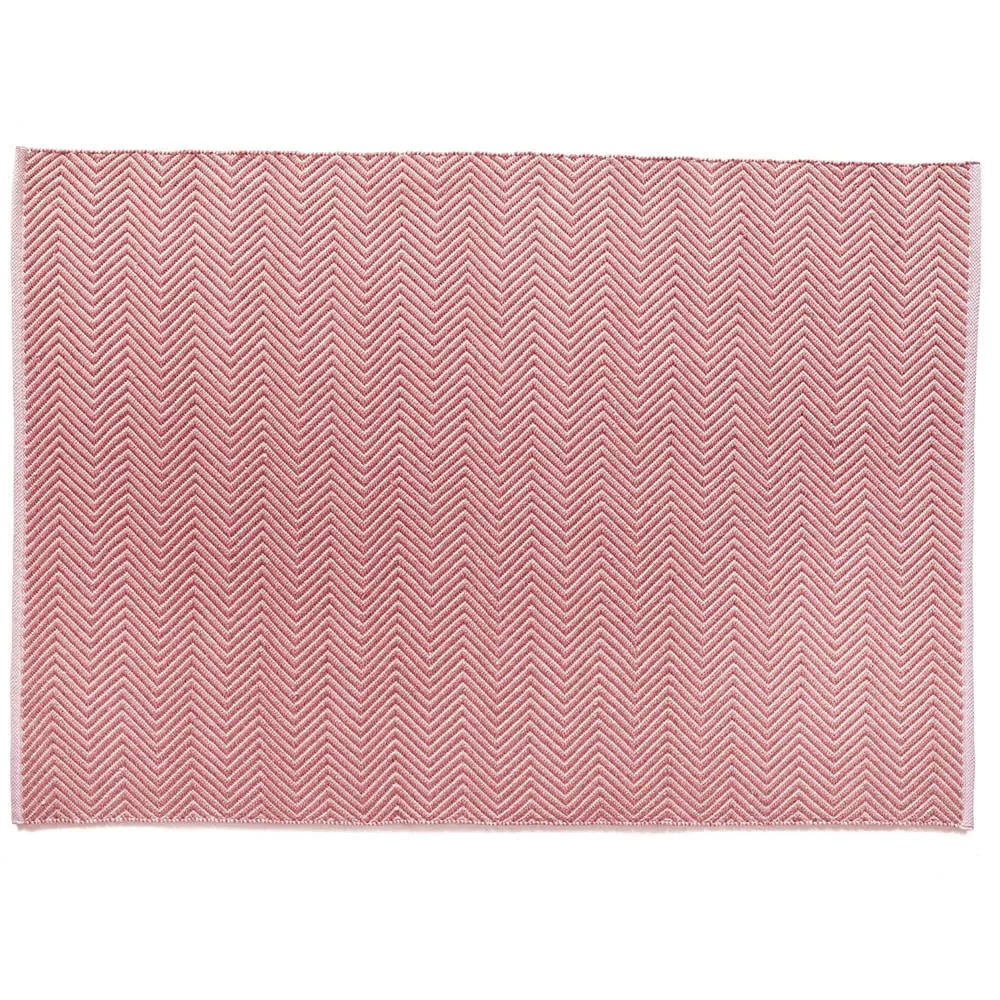 Woven Herringbone Rug - Pink