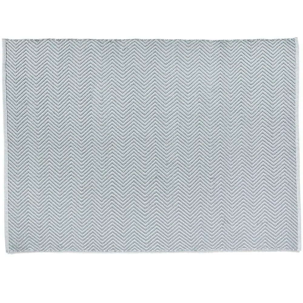 Woven Herringbone Rug - Sky Grey