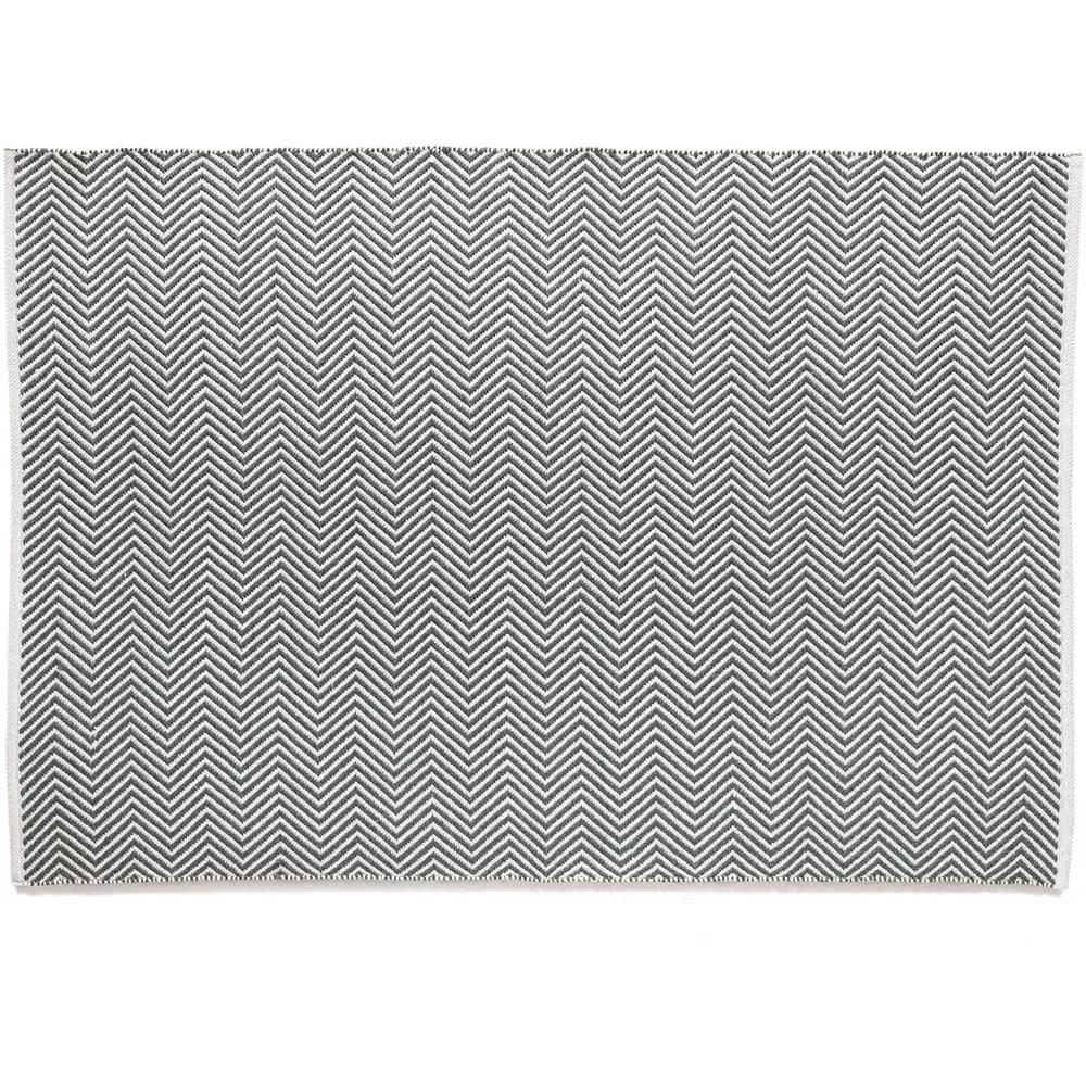 Woven Herringbone Rug - Warm Grey