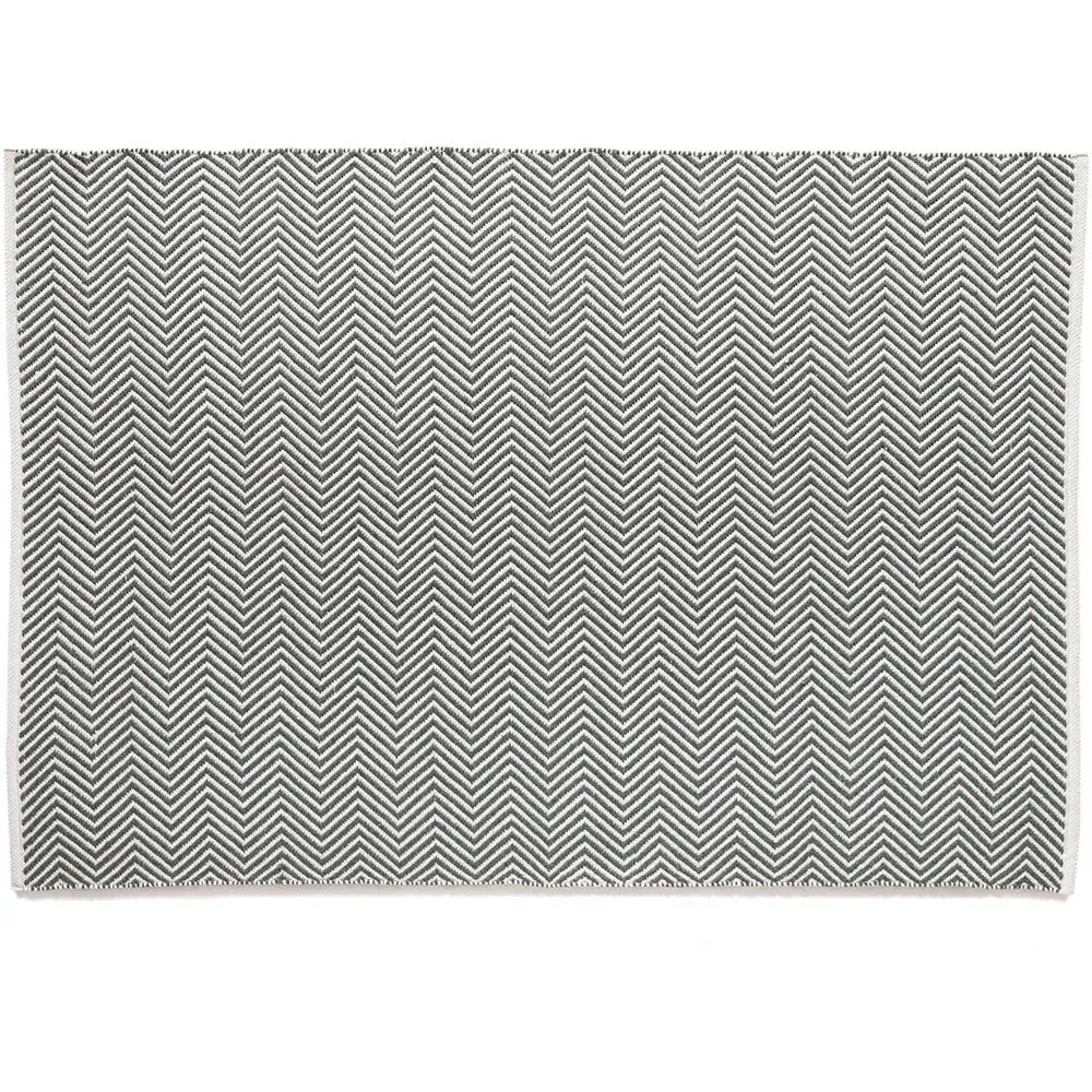 Woven Herringbone Rug - Warm Grey