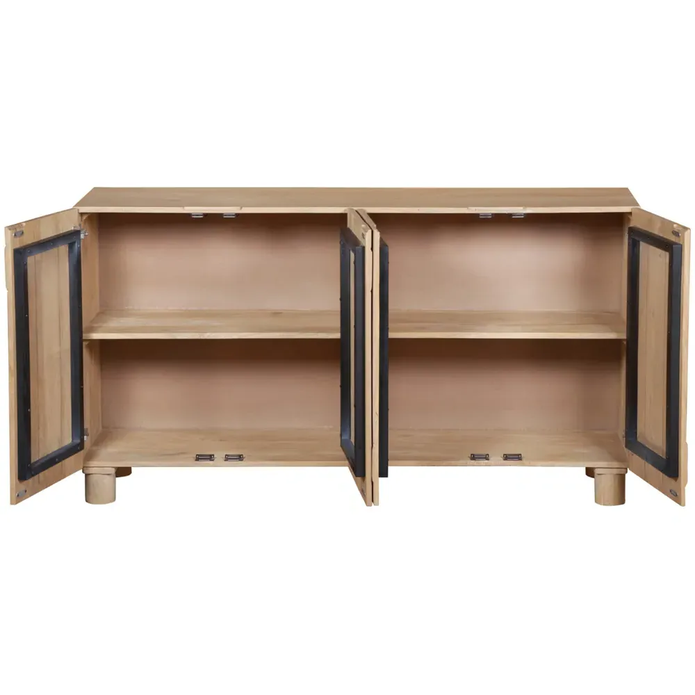 Ajmer 4 Door Solid Wood Sideboard - Brown