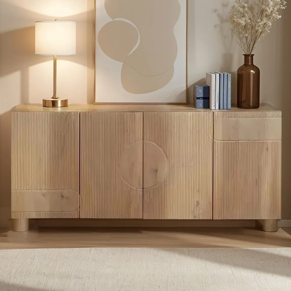 Ajmer 4 Door Solid Wood Sideboard - Brown