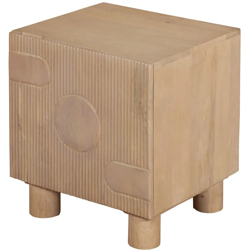 Ajmer Single Door Bedside Table - Brown, Mango Wood