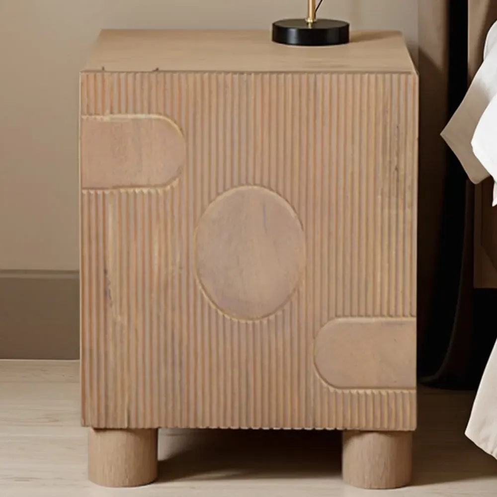 Ajmer Single Door Bedside Table - Brown, Mango Wood