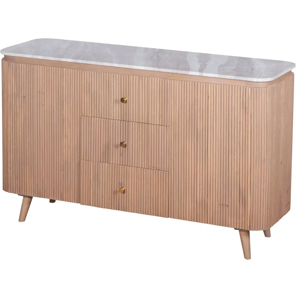 Bundi 2 Door 2 Drawer Sideboard - Brown, Marble