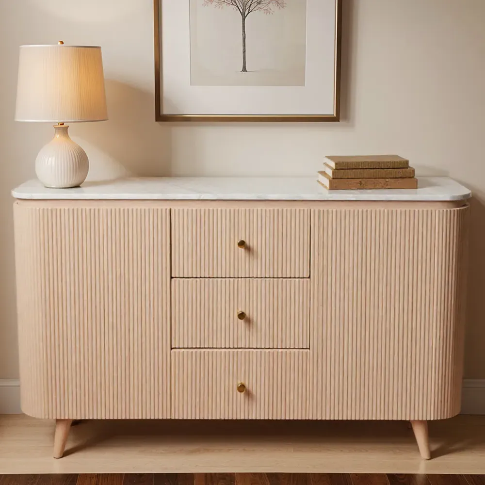 Bundi 2 Door 2 Drawer Sideboard - Brown, Marble