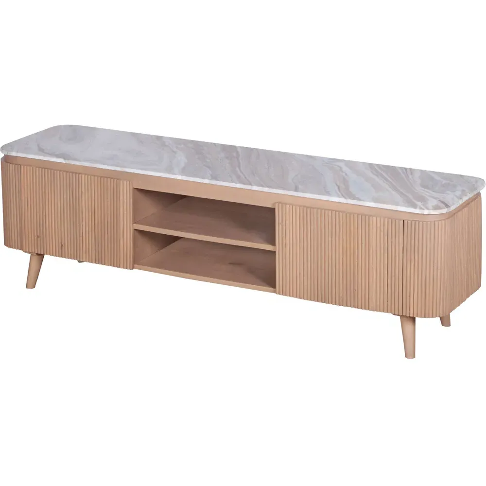 Bundi 2 Door TV Cabinet - Brown, Marble