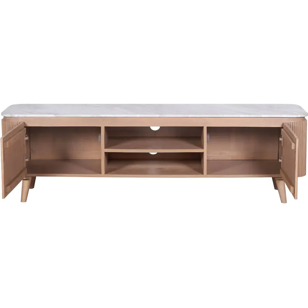 Bundi 2 Door TV Cabinet - Brown, Marble