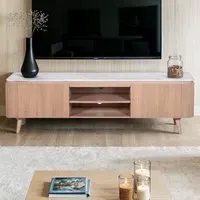 Bundi 2 Door TV Cabinet - Brown, Marble