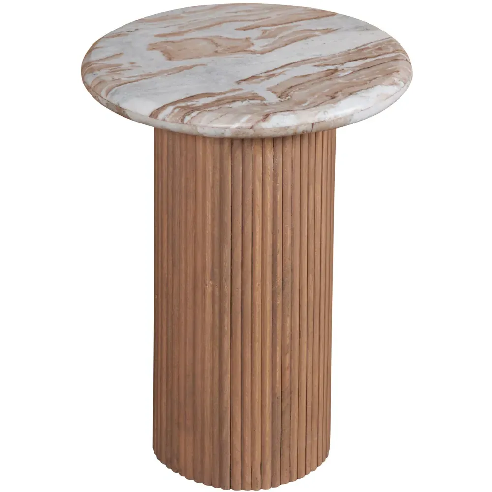 Bundi Side Table - Brown, Marble