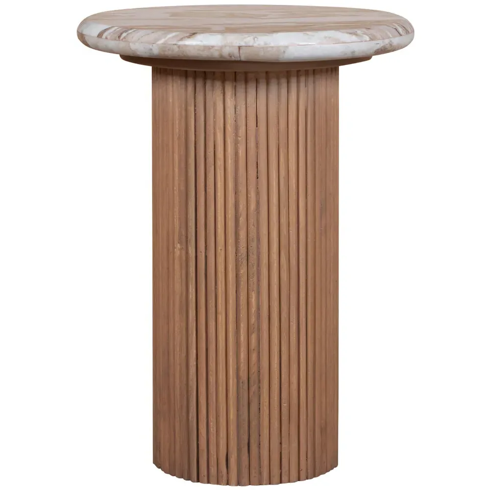 Bundi Side Table - Brown, Marble