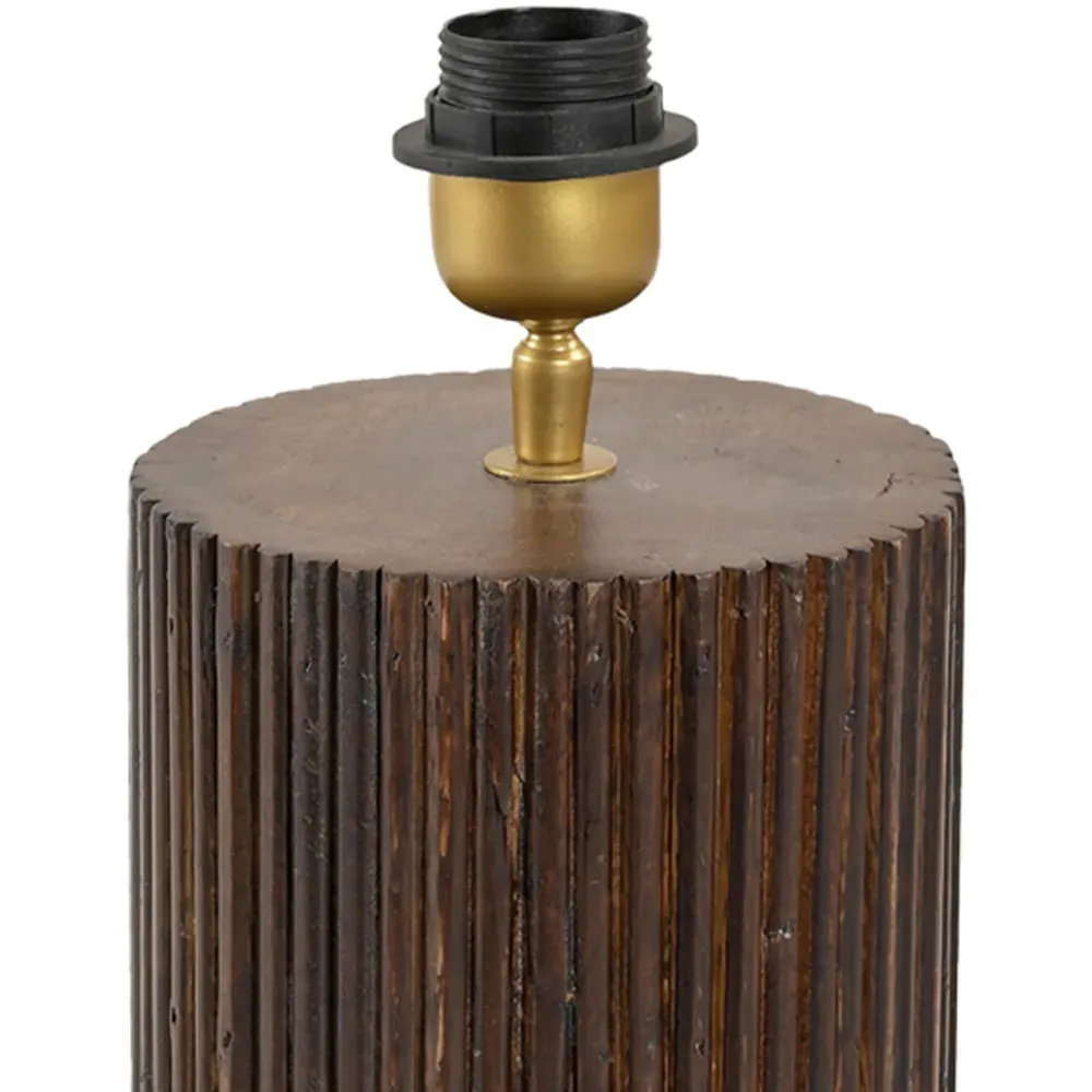 Fluted Wooden Lamp Base - Brown
