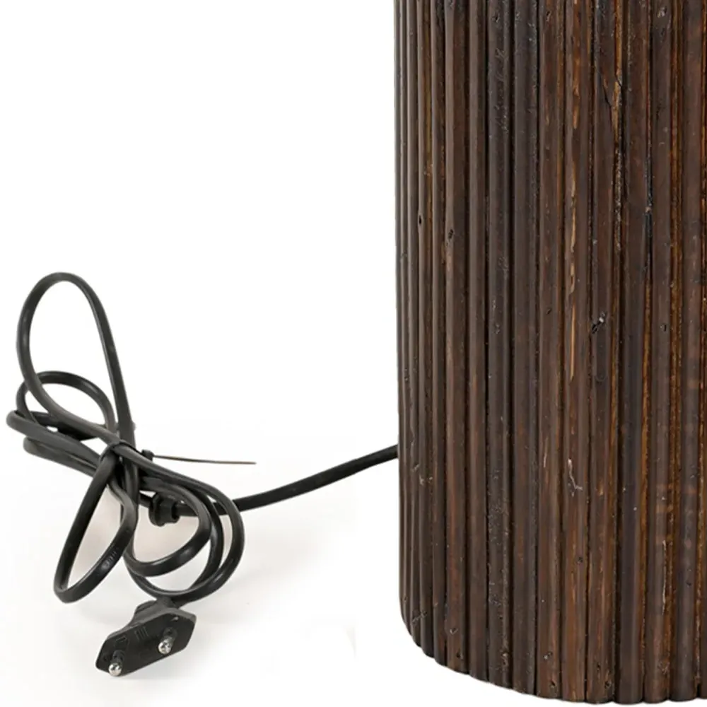 Fluted Wooden Lamp Base - Brown