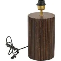 Fluted Wooden Lamp Base - Brown