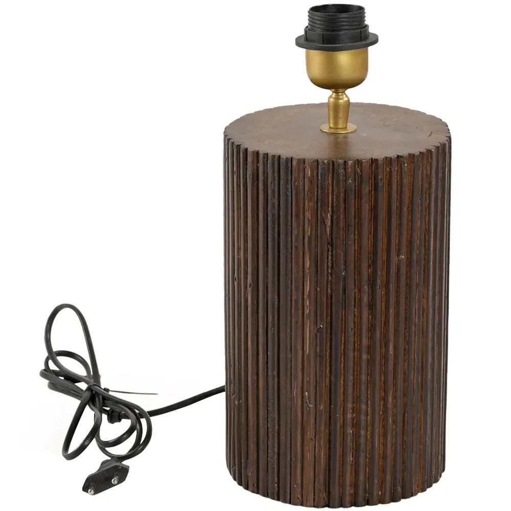 Fluted Wooden Lamp Base - Brown image
