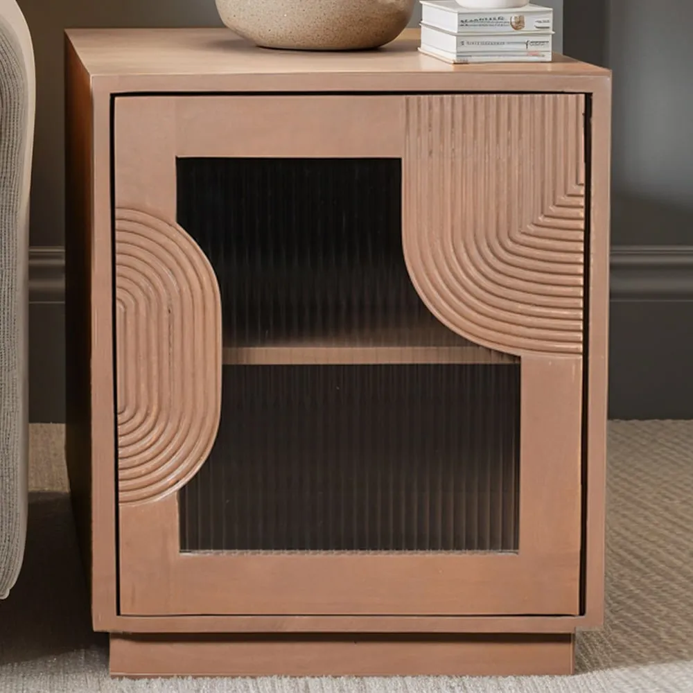 Jodhpur Single Door Bedside Table - Brown, Mango Wood image