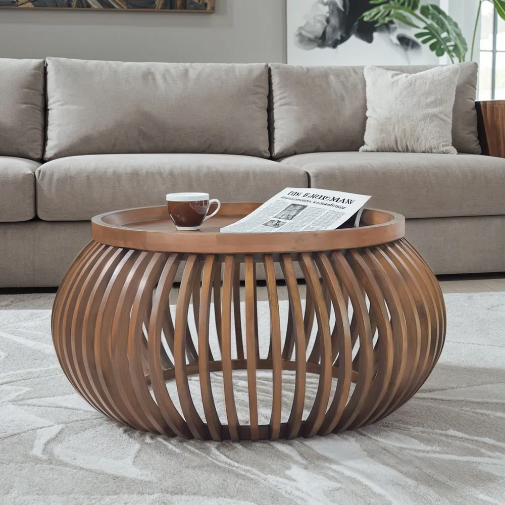 Jodhpur Small Round Coffee Table - Brown, Mango Wood