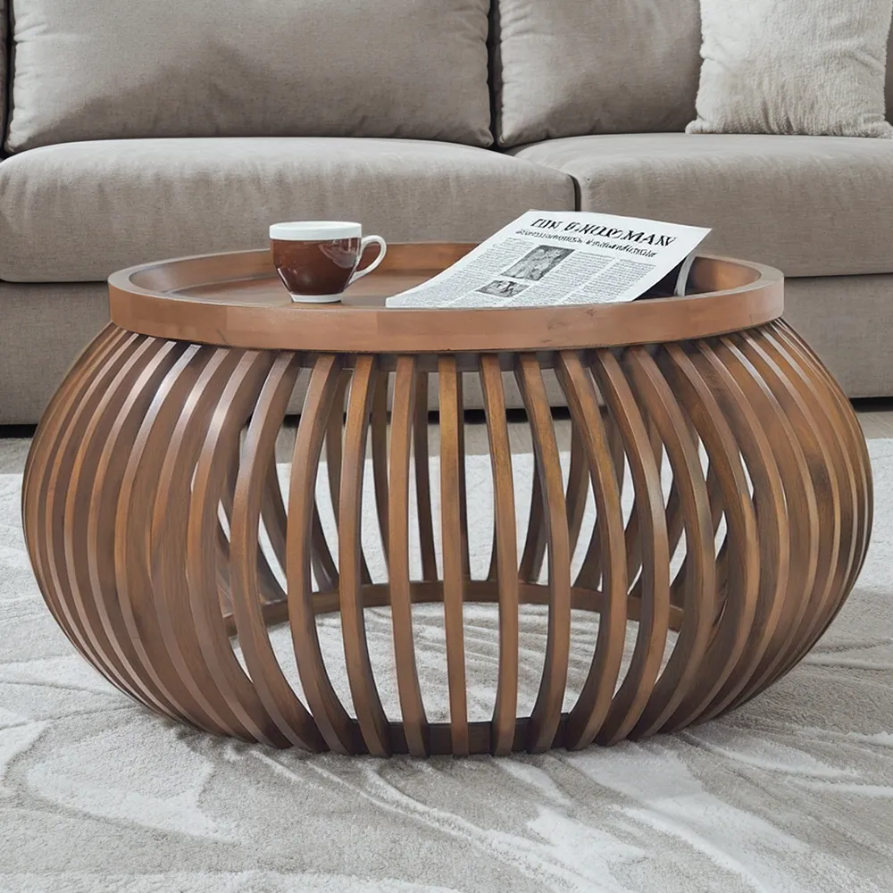 Jodhpur Small Round Coffee Table - Brown, Mango Wood