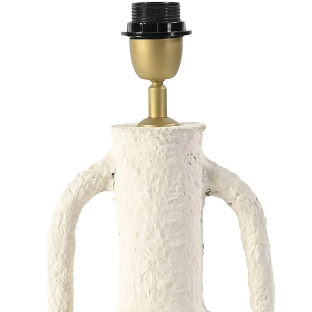 Paper Mache Sculptural Table Lamp Base with Open Arms - White