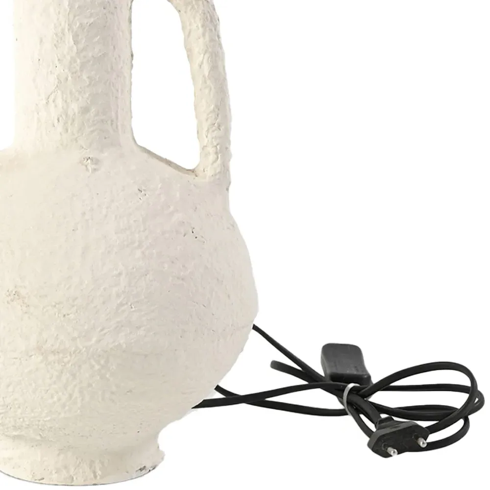 Paper Mache Sculptural Table Lamp Base with Open Arms - White