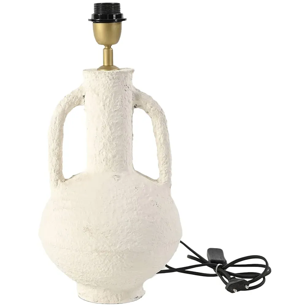 Paper Mache Sculptural Table Lamp Base with Open Arms - White