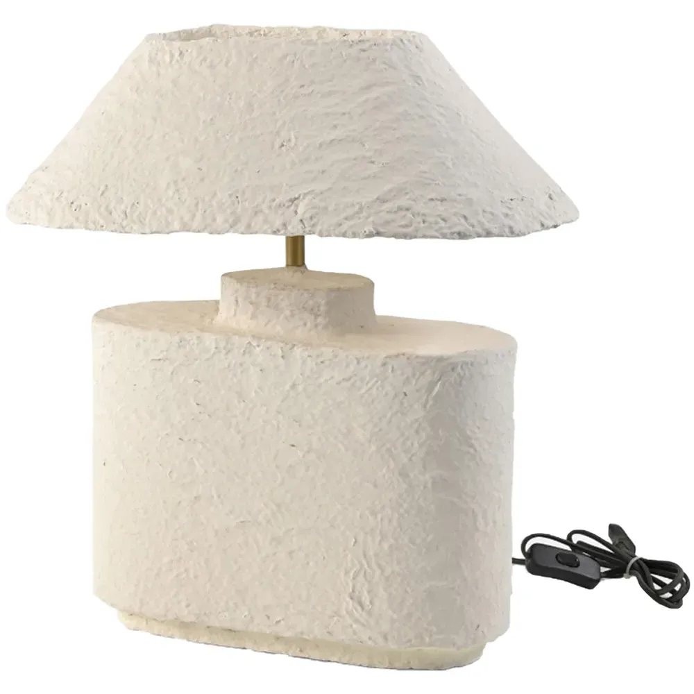 Paper Mache Table Lamp Base - White image