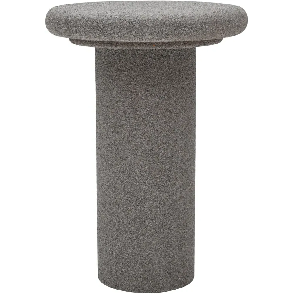 Udaipur Round End Table - Grey, Concrete