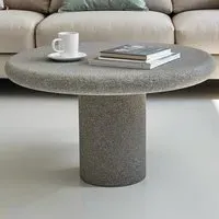 Udaipur Round Low Coffee Table - Grey, Concrete