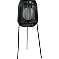 Dakota Rattan Style Solar Floor Lantern - Black