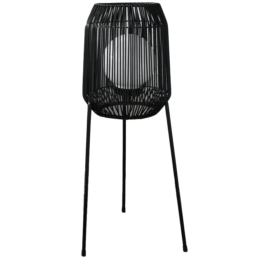 Dakota Rattan Style Solar Floor Lantern - Black image