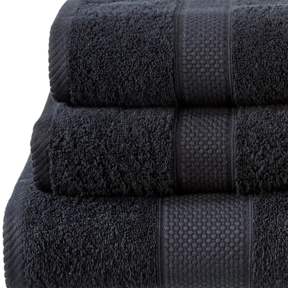 Ringspun Combed Cotton Turkish Face Towel 2 Pack - Black