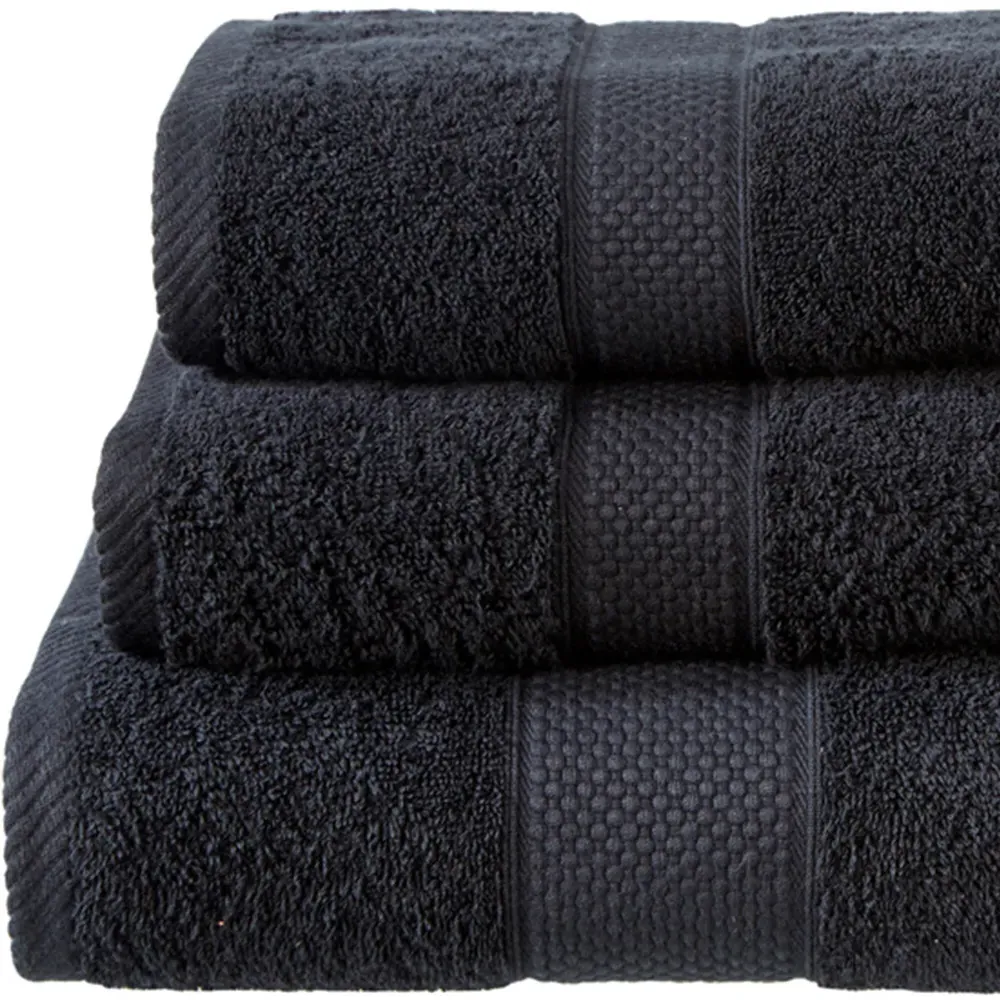 Ringspun Combed Cotton Turkish Guest Towel 2 Pack - Black