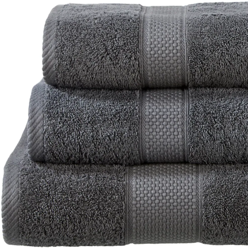 Ringspun Combed Cotton Turkish Hand Towel 2 Pack - Grey