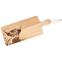 Highland Cow Oak Paddle Chopping Board - Natural