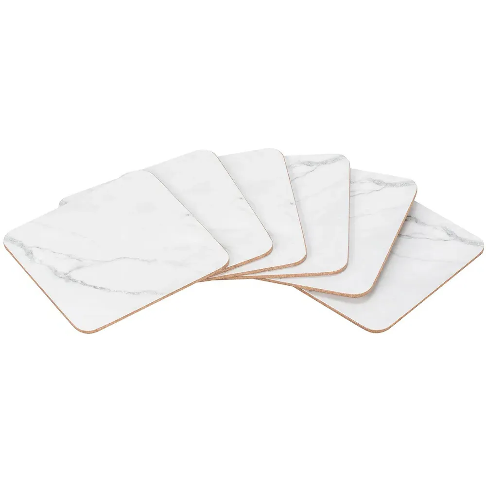 6 Pack Marble Coasters - Grey