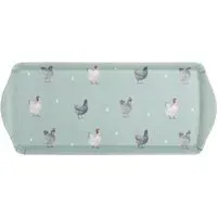 Farm Chickens Long Drinks Tray - Blue