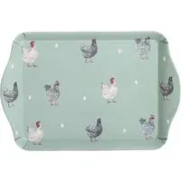 Farm Chickens Mini Trinket Tray - Blue