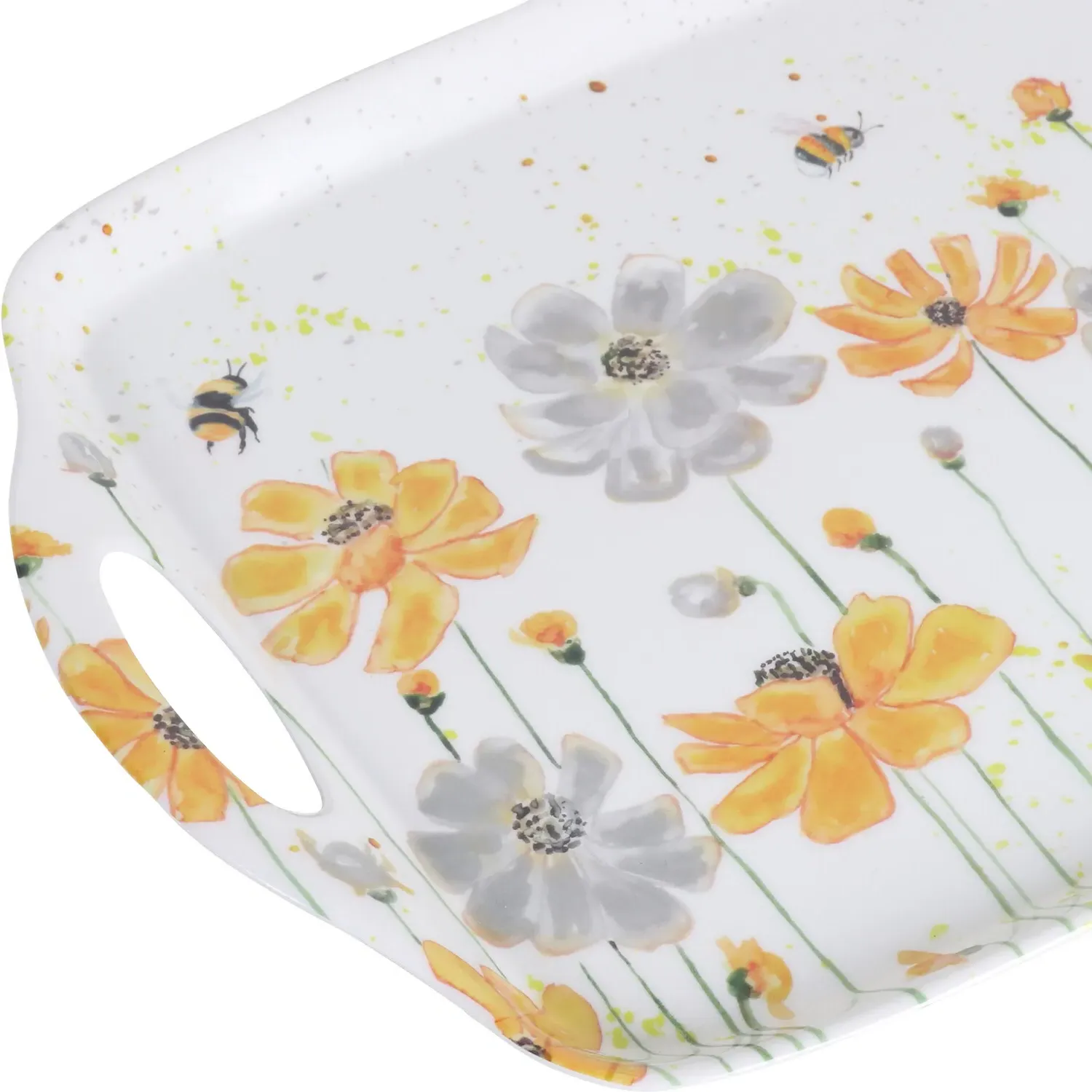 Flower Bee Large Tray - White