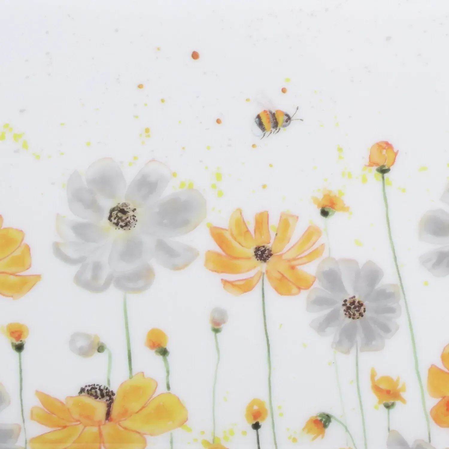 Flower Bee Mini Trinket Tray - White