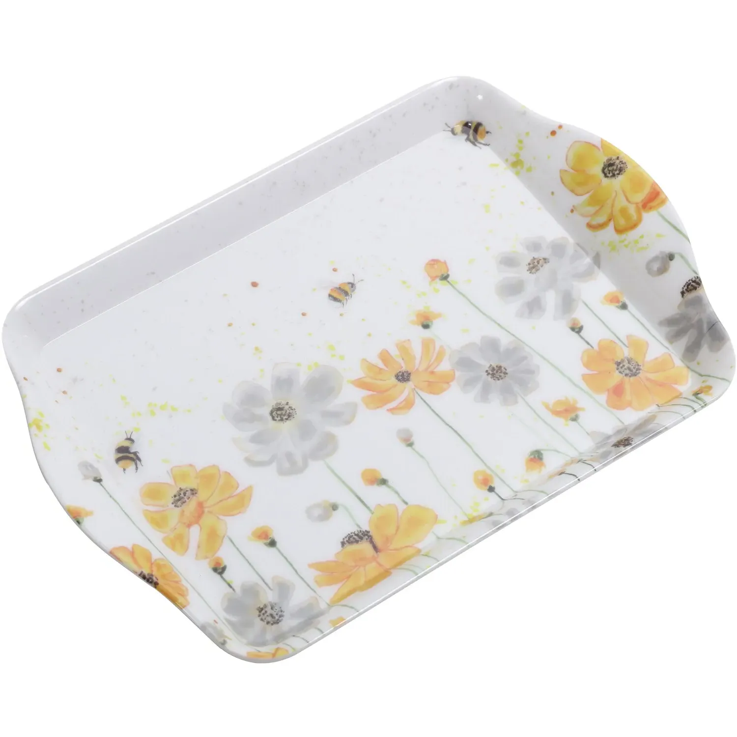 Flower Bee Mini Trinket Tray - White