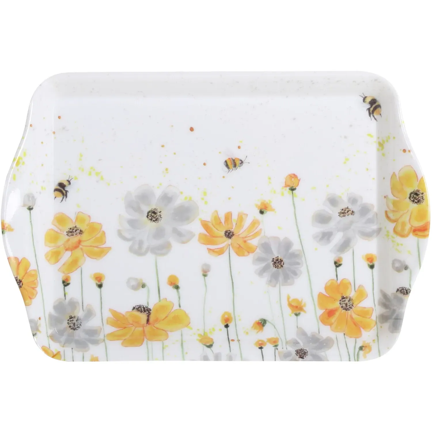 Flower Bee Mini Trinket Tray - White image
