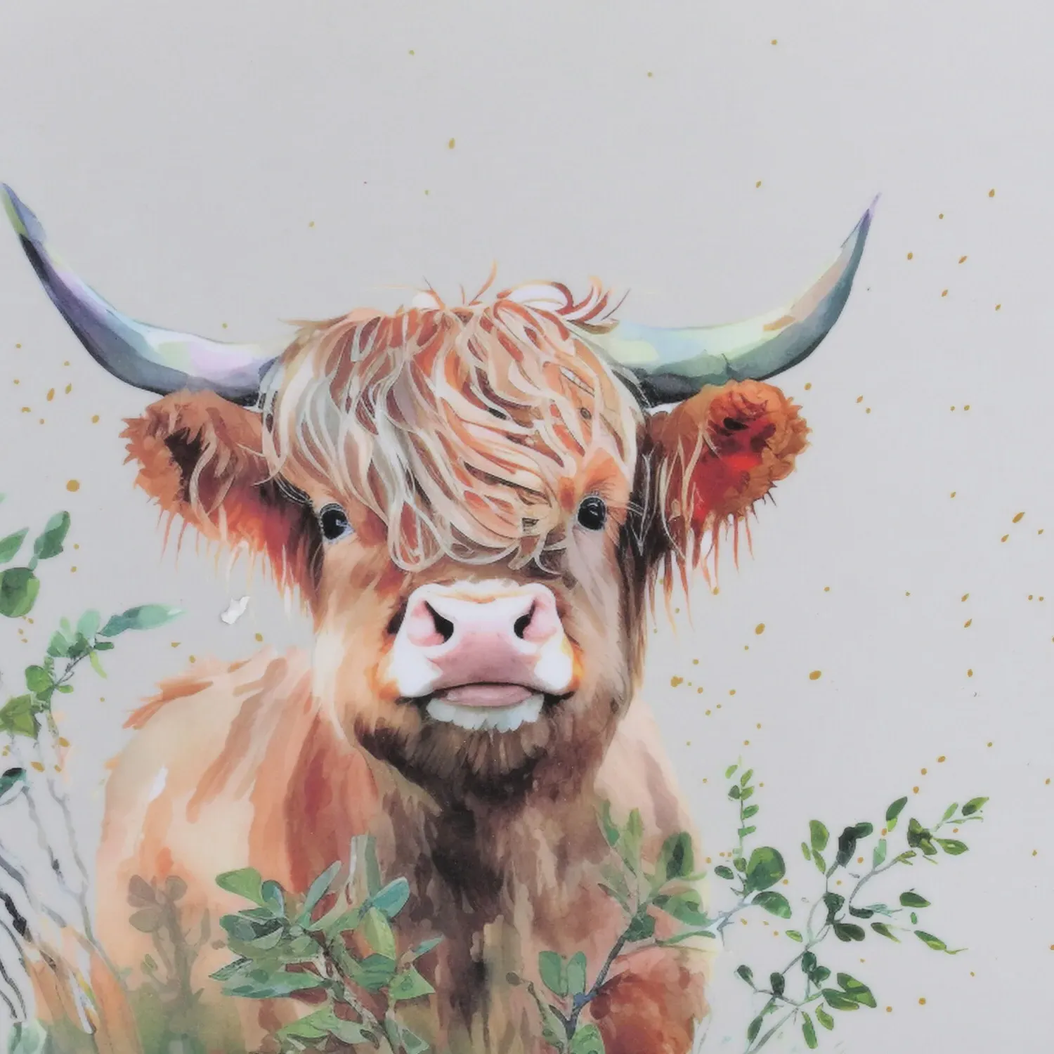 Highland Cow Large Tray - White, Melamine