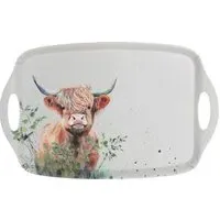 Highland Cow Large Tray - White, Melamine
