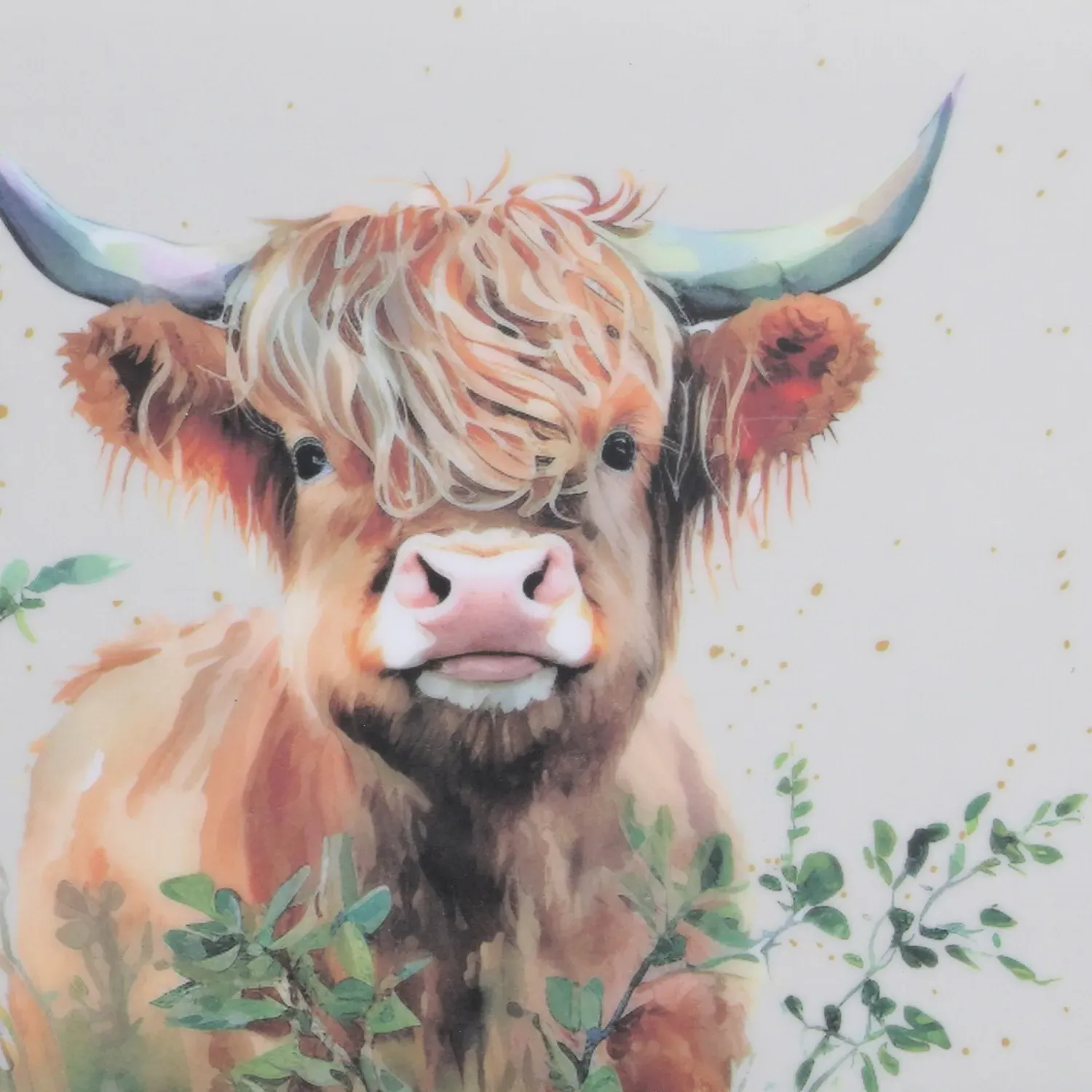 Highland Cow Long Drinks Tray - White, Melamine