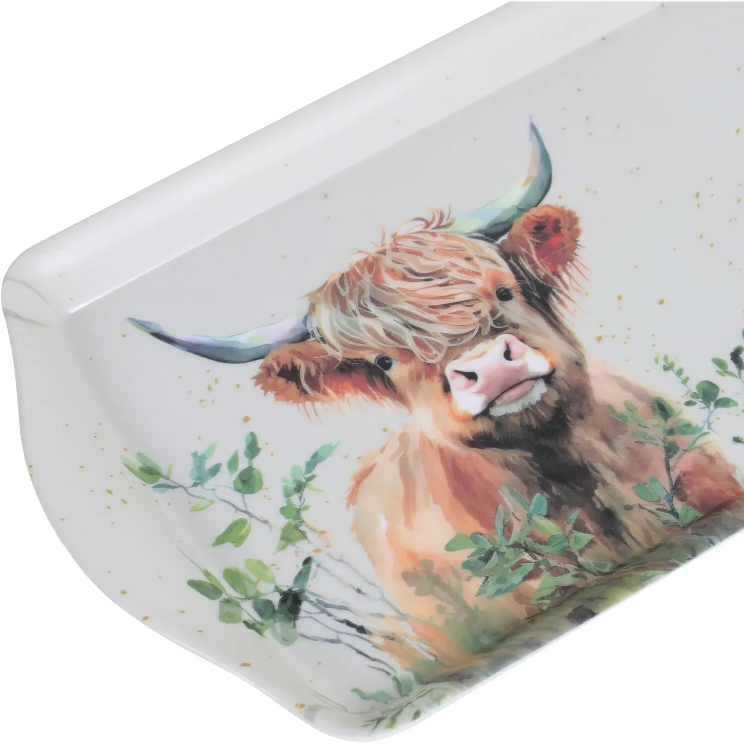 Highland Cow Long Drinks Tray - White, Melamine