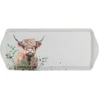 Highland Cow Long Drinks Tray - White, Melamine